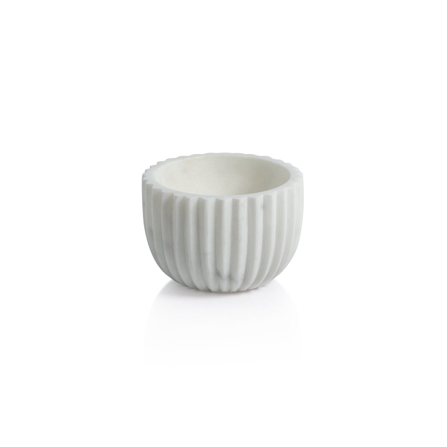 White Ribbed Marble Bowl - Image 2