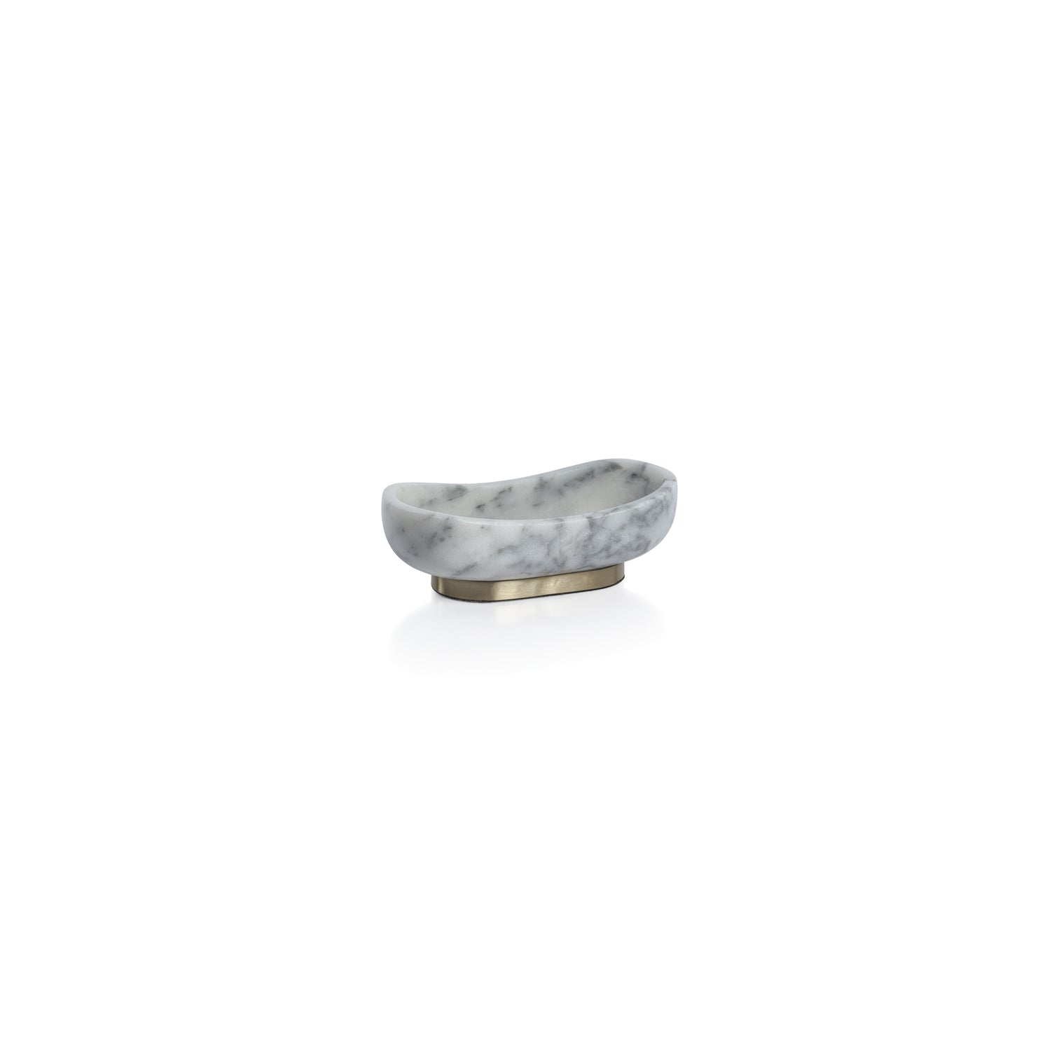 Arabescato Marble Oval Serving Bowl on Gold Base