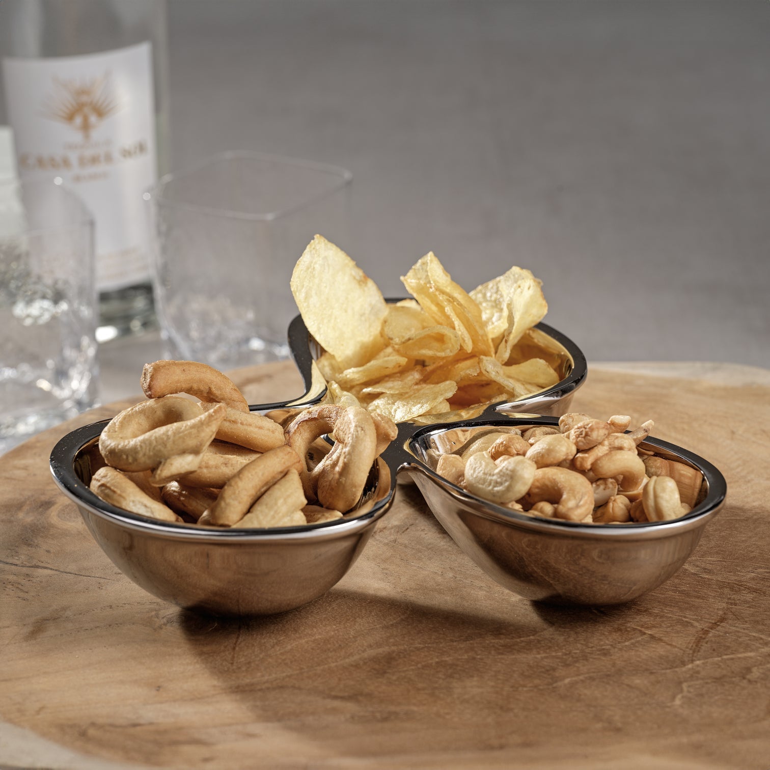 Polished Nickel Cocktail Condiment Bowl Set