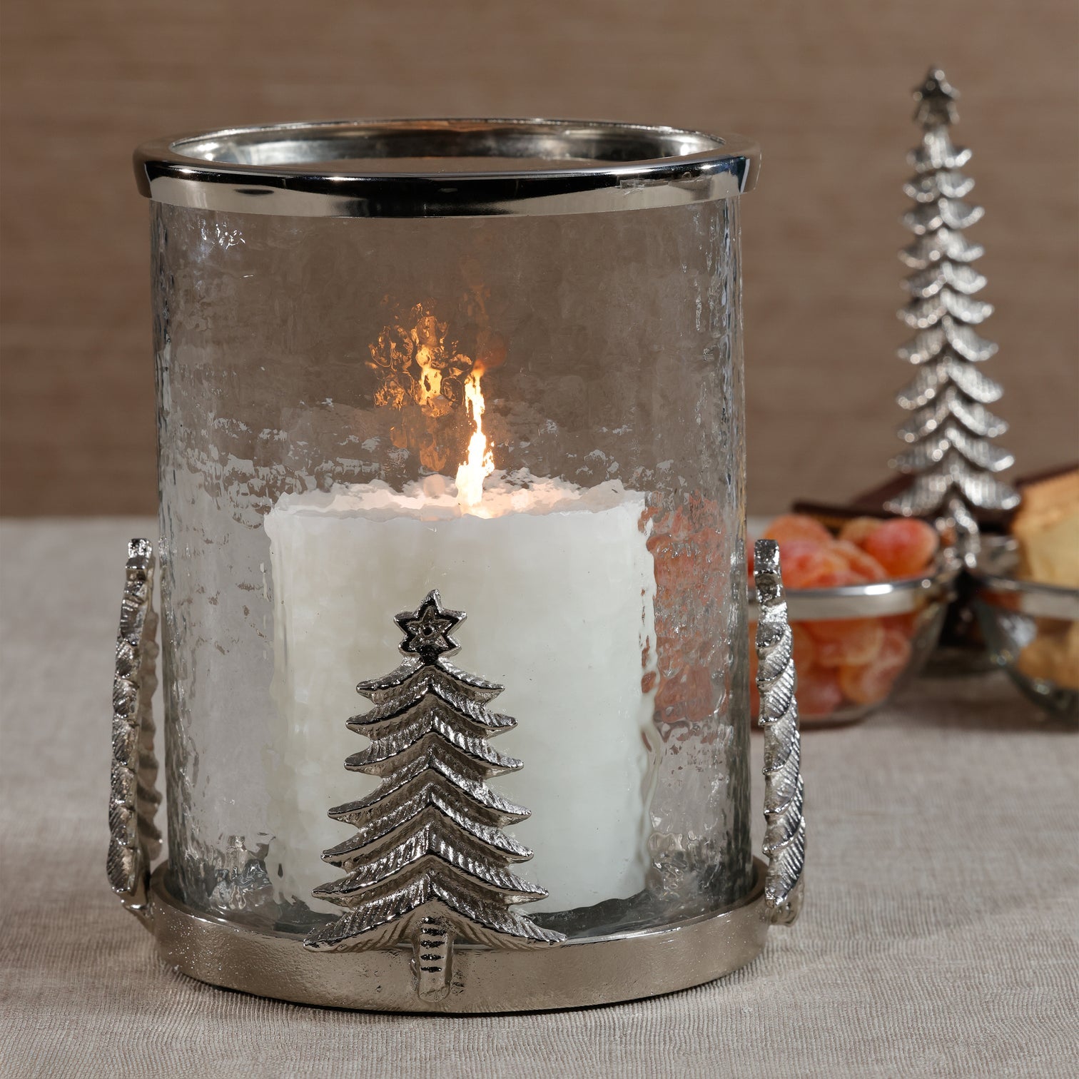 Glass and Metal Hurricane Candle Holder - Image 3