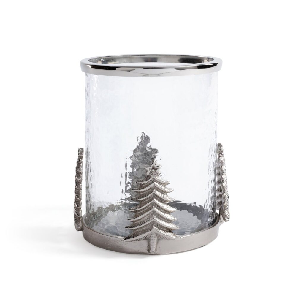 Glass and Metal Hurricane Candle Holder