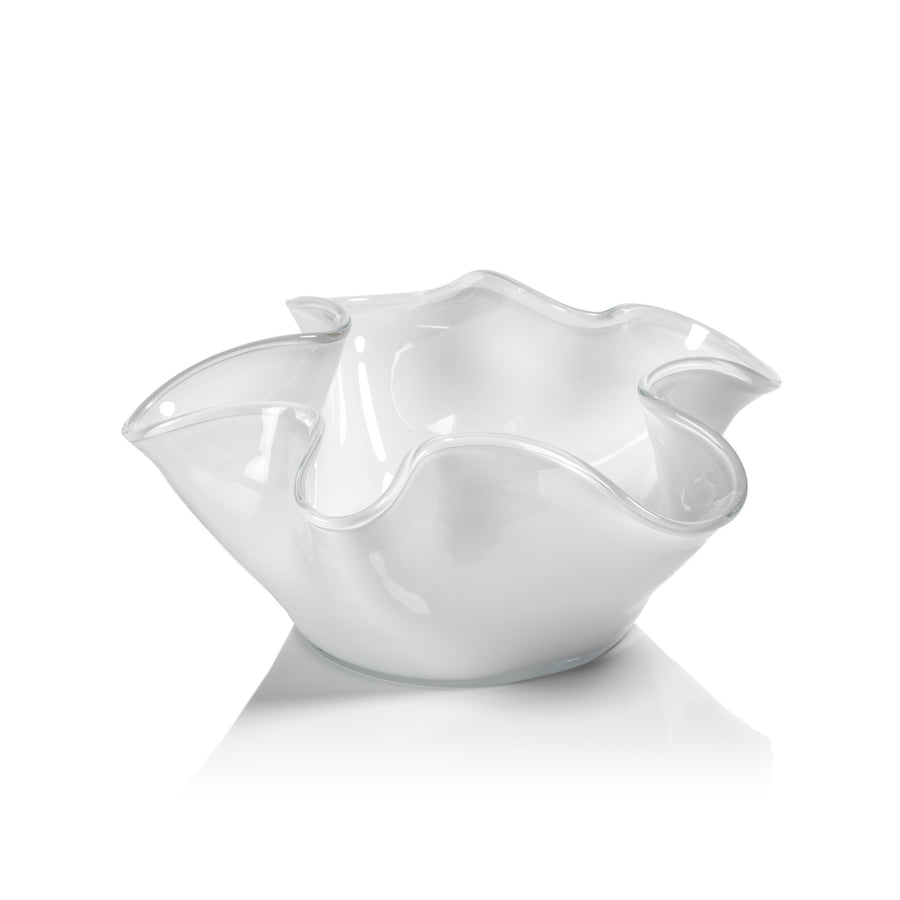 White Tall Wave Glass Bowl - 12 in - Image 2