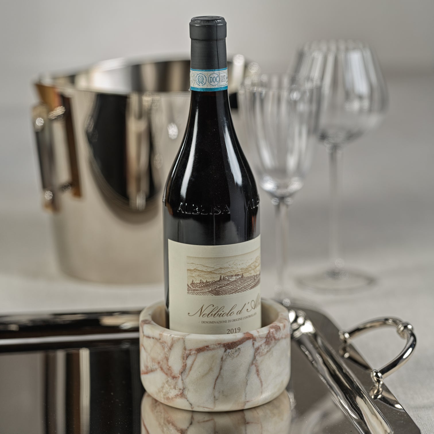 Matte Marble Bowl and Wine Coaster