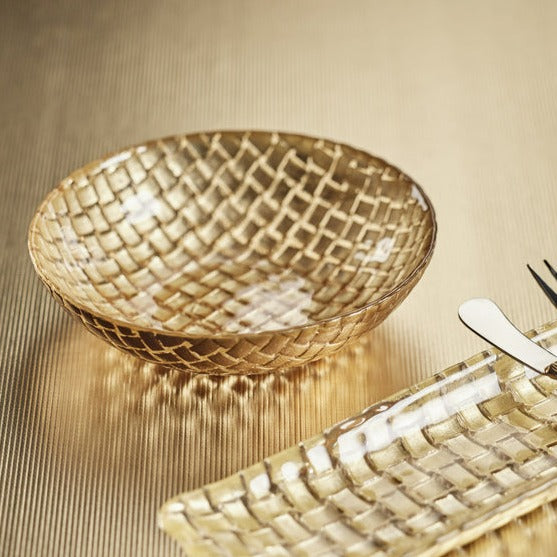 Gold Braided Glass Bowl